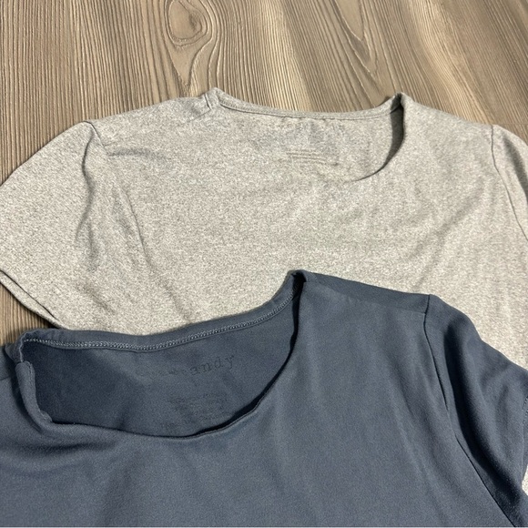 Eye Candy Fitted Cropped Tee Set Gray & Navy Blue Short Sleeve Stretch L - Picture 2 of 4